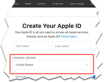 Apple ID form